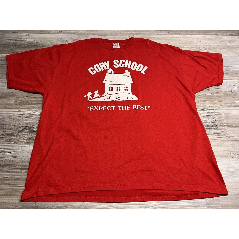 Vintage Oversized Graphic T-Shirt Cory School Expect the Best Made in USA Sz 2XL